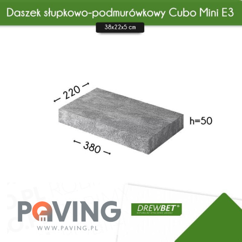 Daszek słupkowo-podmurówkowy Drewbet Cubo mini E3 5x38x22 cm - platynowy